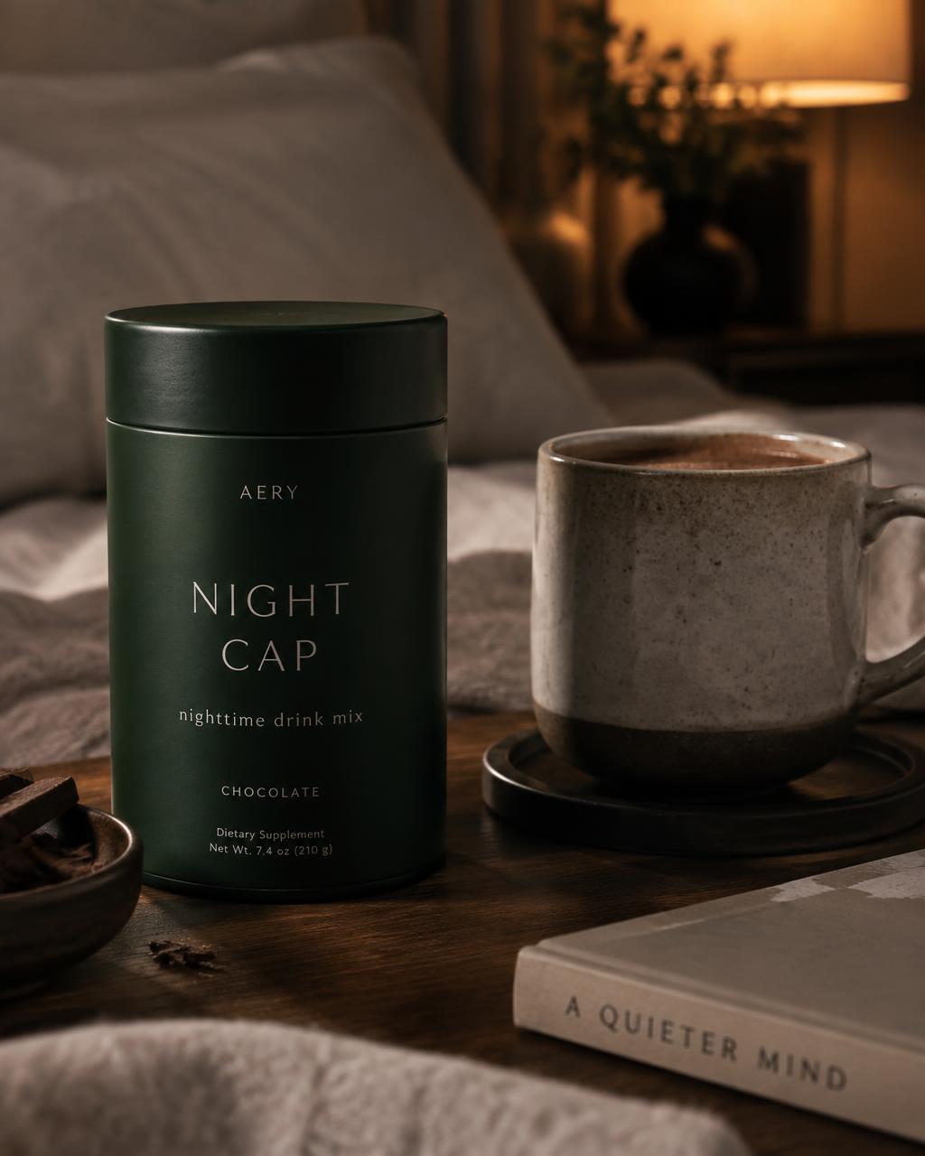 NIGHT CAP Nighttime drink mix concept packaging, fictional product